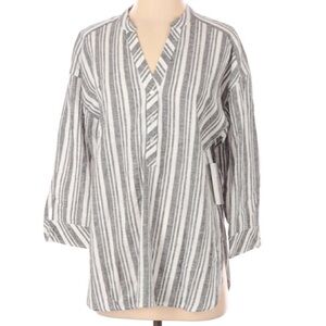 Laundry by Shelli Segal gray white‎ linen blend top blouse small NWT career work